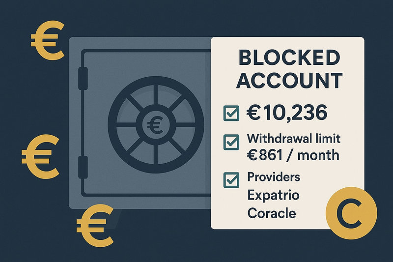 Blocked account illustration with euro sign and checklist