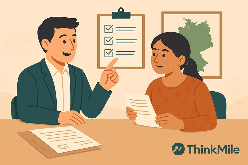 Think Mile consultant helping student with visa paperwork
