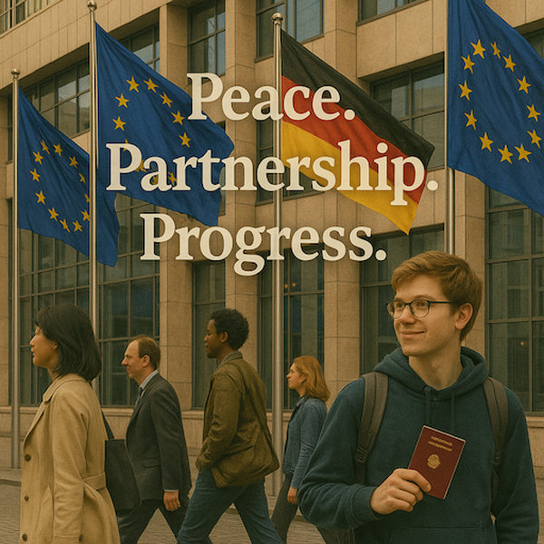 European Union flags representing Germany's participation in European integration