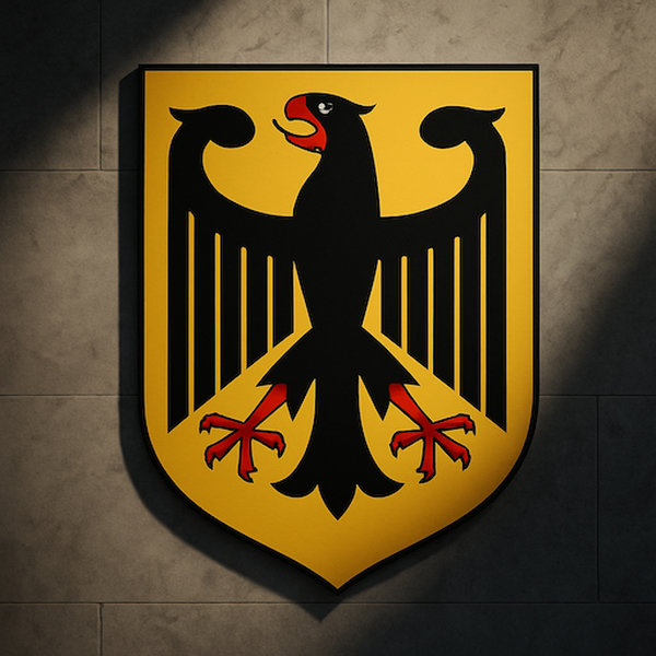 German coat of arms featuring a black eagle on a gold background