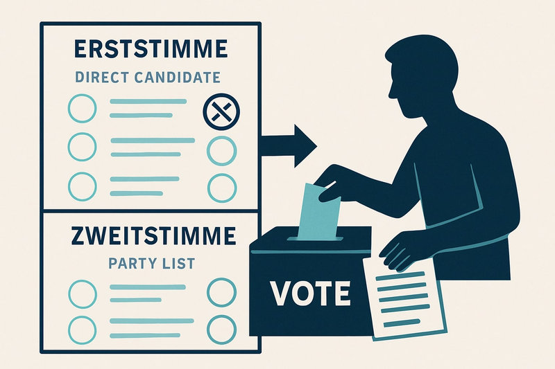 Diagram of the German electoral system with first and second votes