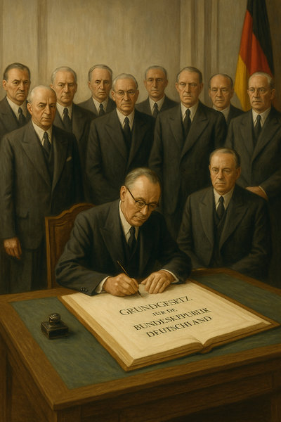 The signing of the Basic Law (Grundgesetz) in 1949