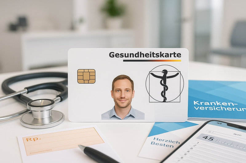 German healthcare system with health insurance card (Gesundheitskarte)