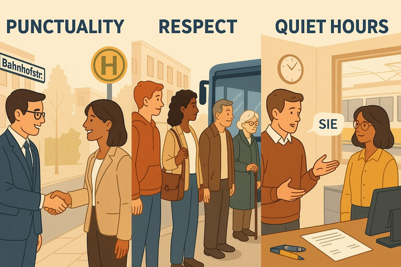 Public life in Germany showing social norms and interactions